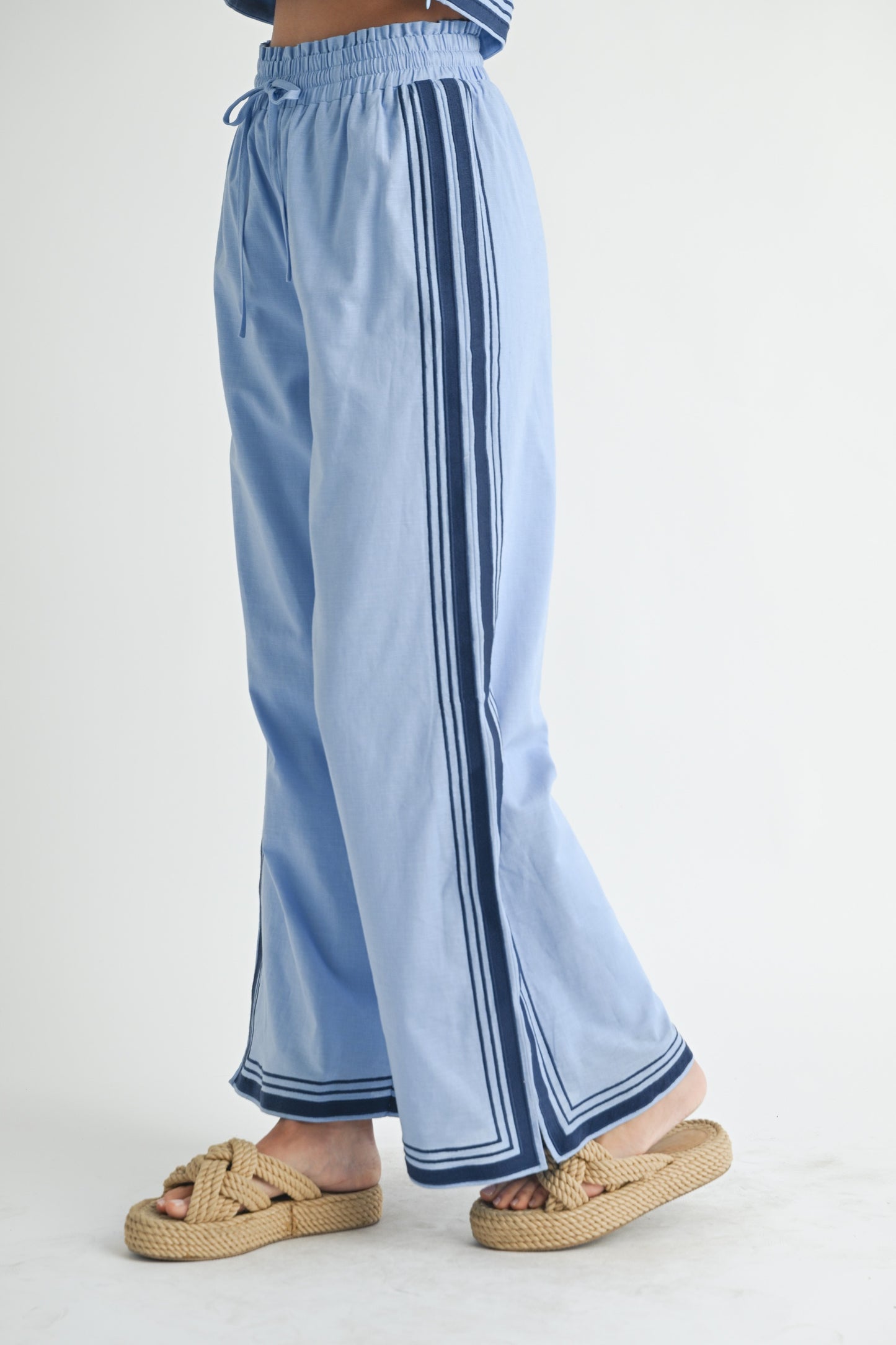 Sail Chevton Linen Mix Crop Top And Pants Set