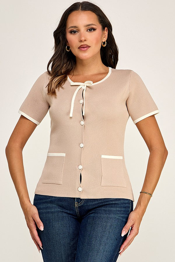 BUTTON DOWN SWEATER TOP