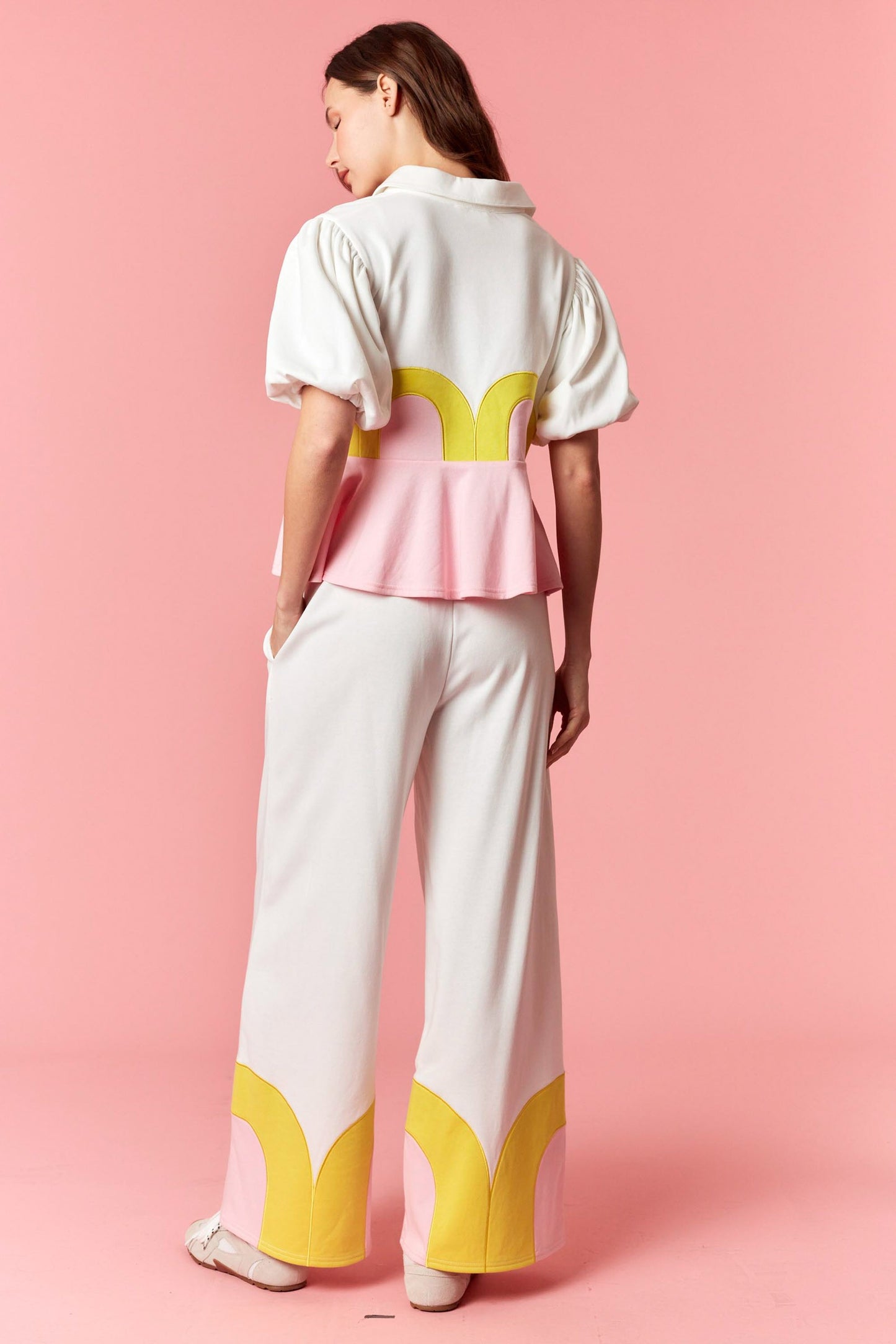 Conjunto Mujer Blanco Rosa Amarillo