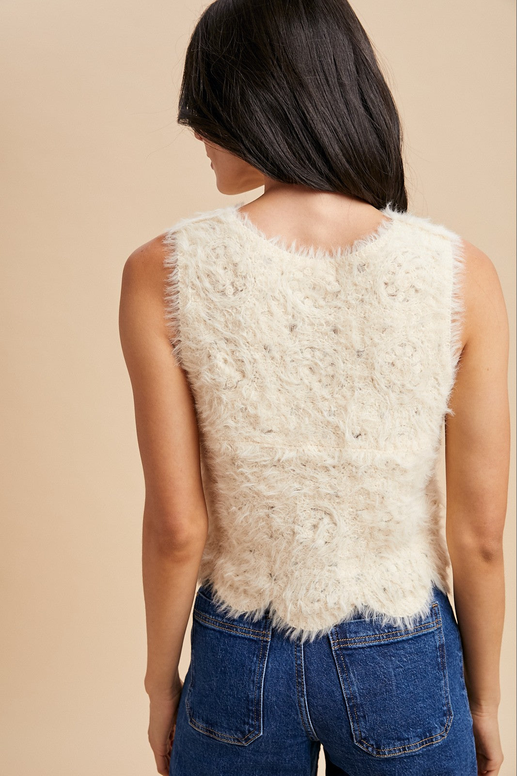 EYELASH SEQUIN EMBELLISHED KNIT TANK TOP