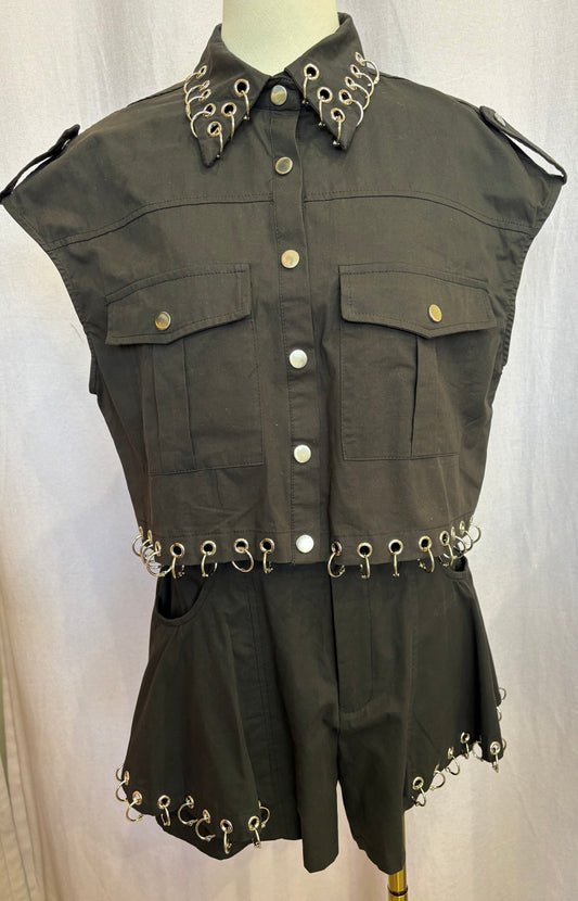 Set Pantalón Corto Negro Argollas