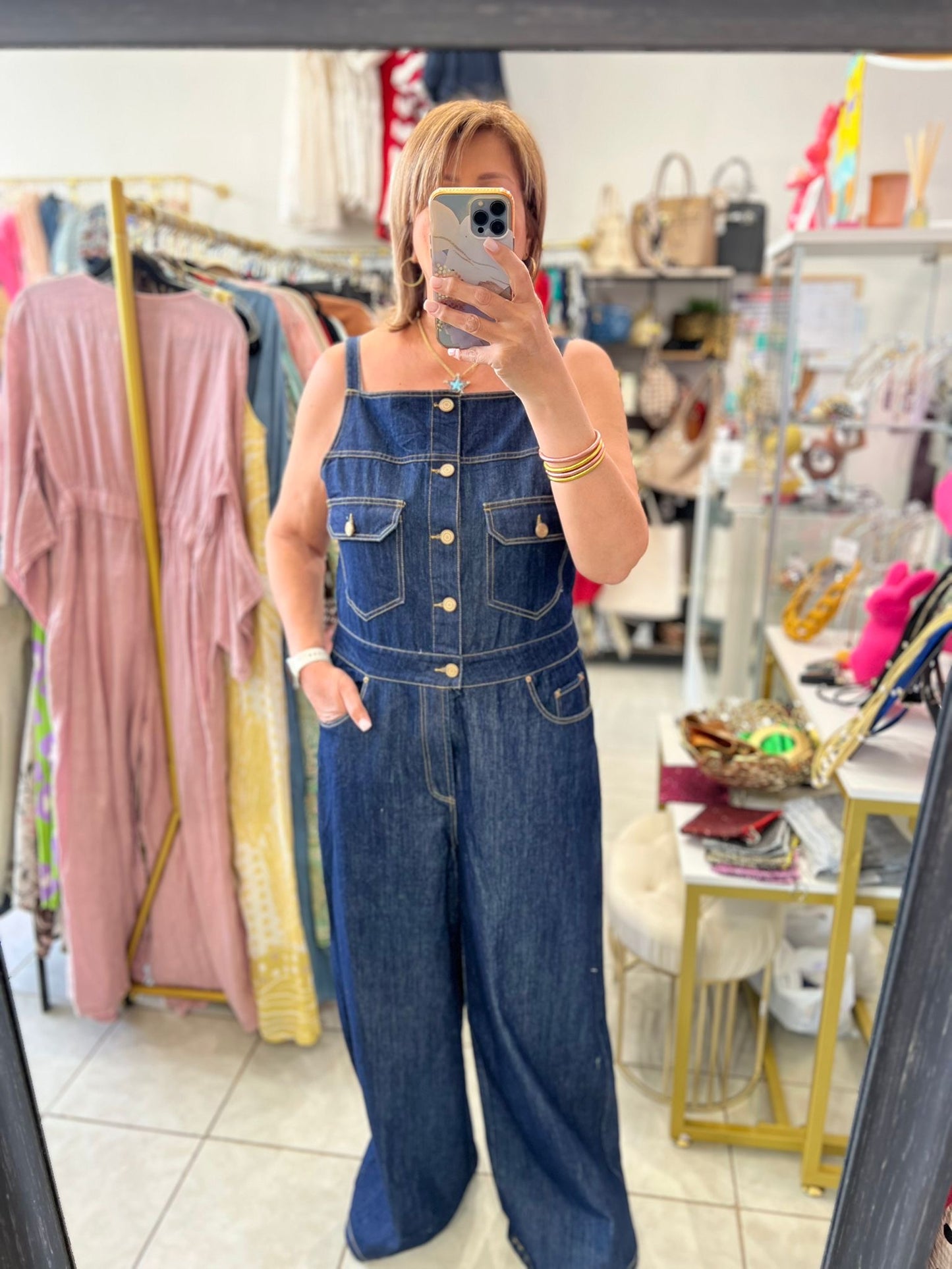 Denim Overall Wide-leg Jumpsuit