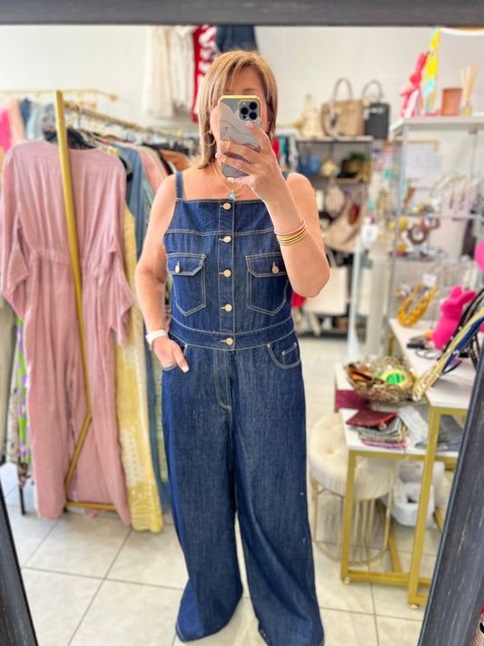 Denim Overall Wide-leg Jumpsuit