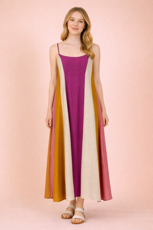 Traje maxi atardecer coral