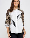 ANIMAL PRINT COLOR BLOCK SHIRT