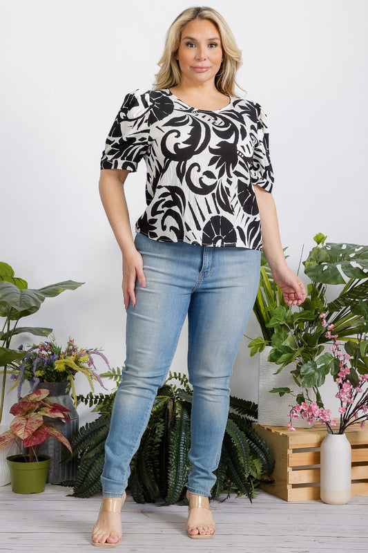 Plus Size Graphic Print Casual Blouse