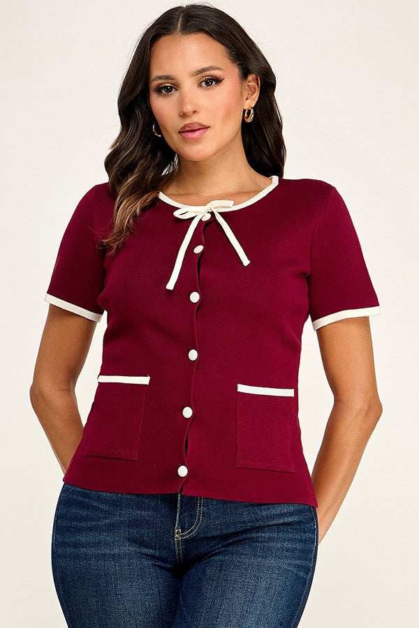 BUTTON DOWN SWEATER TOP