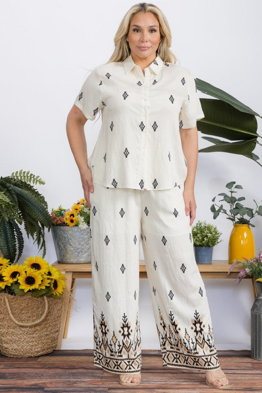 Plus Size Shirt And Pants 2 Piece Set