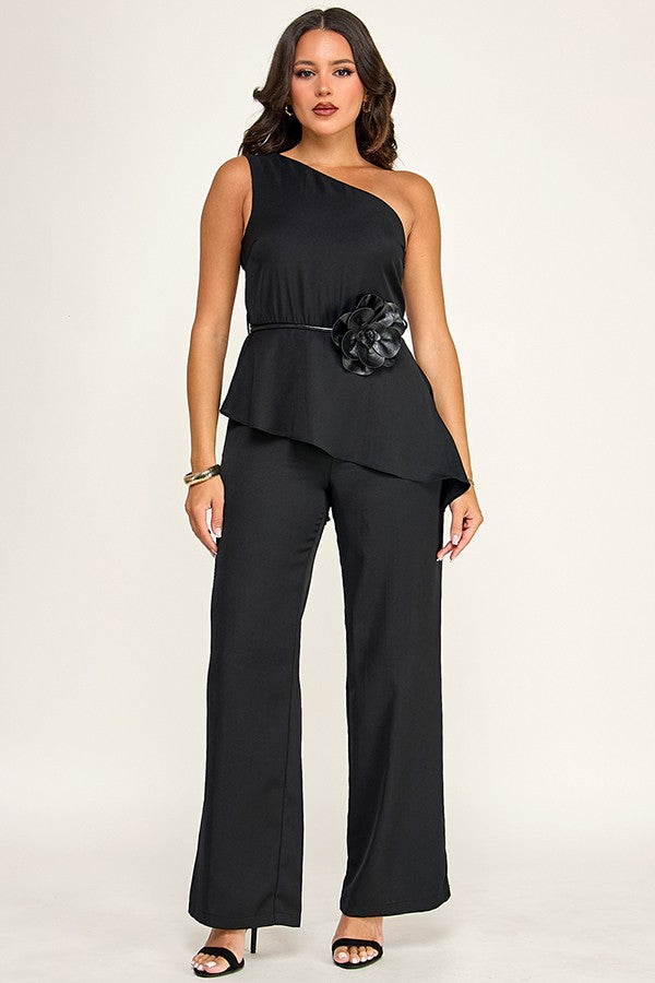 ONE SHOULDER ASSYMETRIC JUMPSUIT