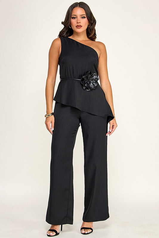ONE SHOULDER ASSYMETRIC JUMPSUIT