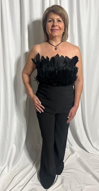 Elegant Feather Bodice Jumpsuit
