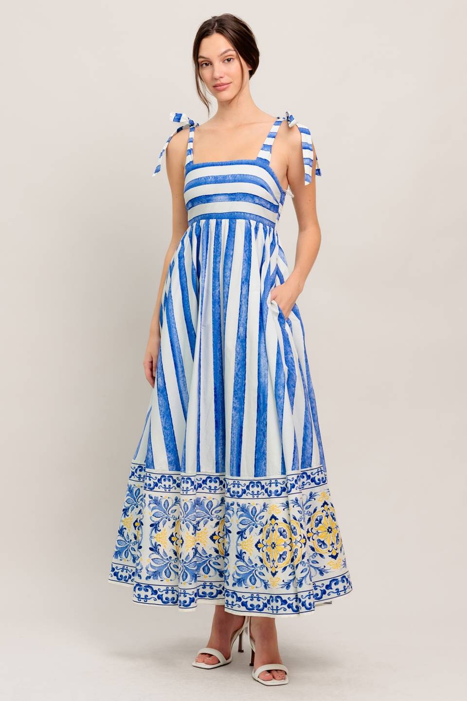 A Printed Woven Midi Dress