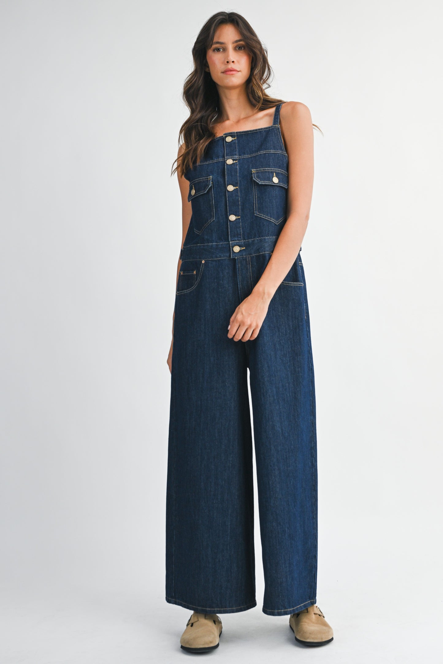 Denim Overall Wide-leg Jumpsuit