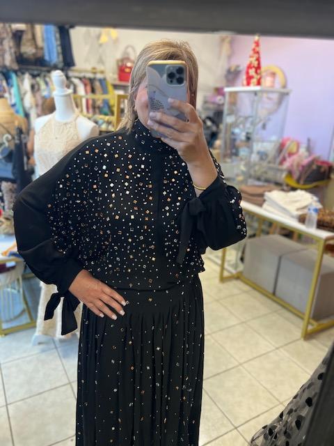 HIGHT NECK TOP & MAXI SKIRT SET