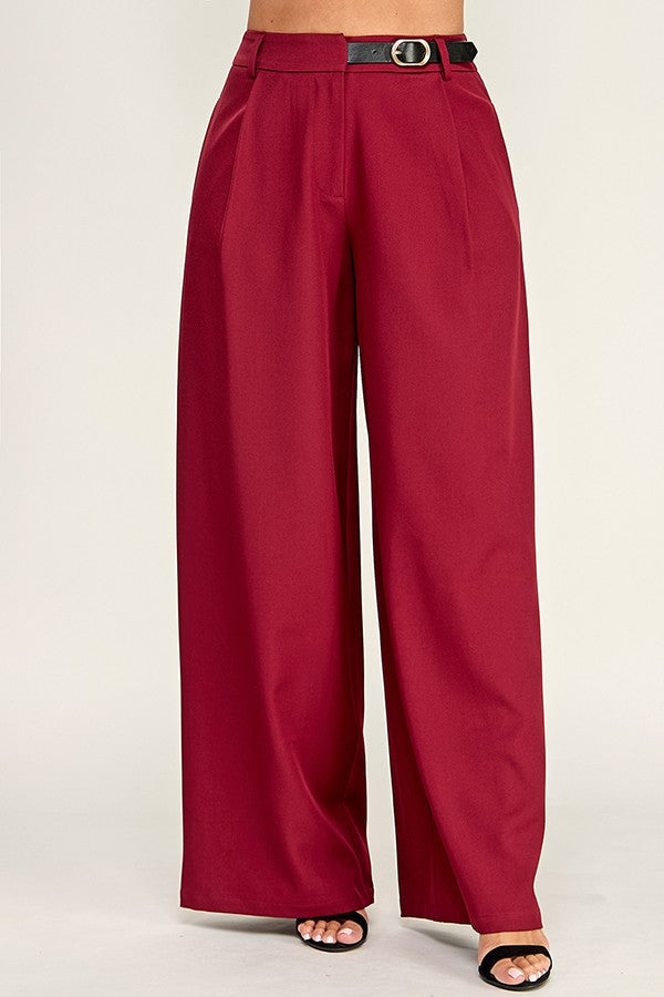 PANTS SIDE BELTED WIDE LEG
