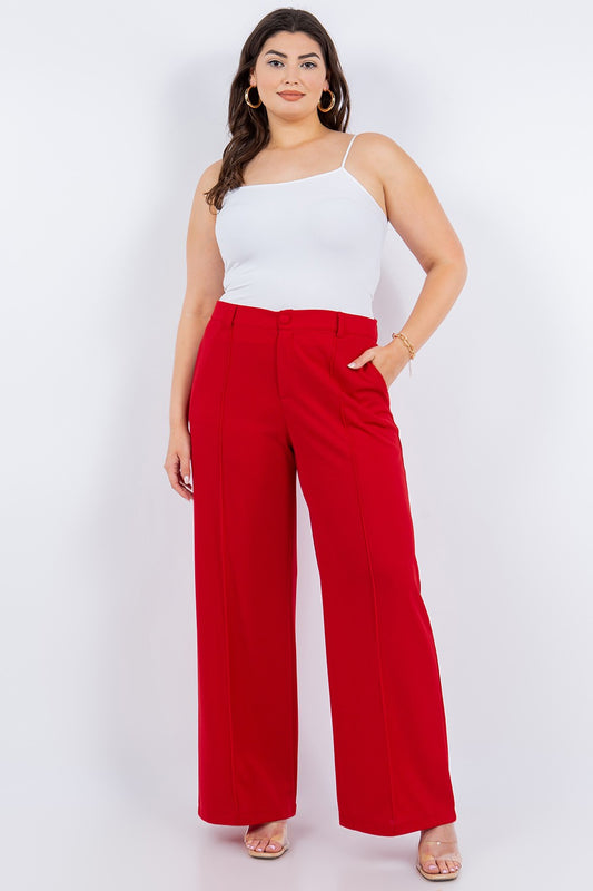 Plus Size Solid Formal Pants
