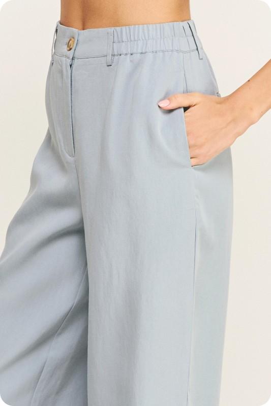 ELASTIC WAIST STRAIGHT LEG TENCEL