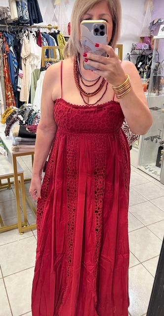 Crochet Accent Maxi Dress