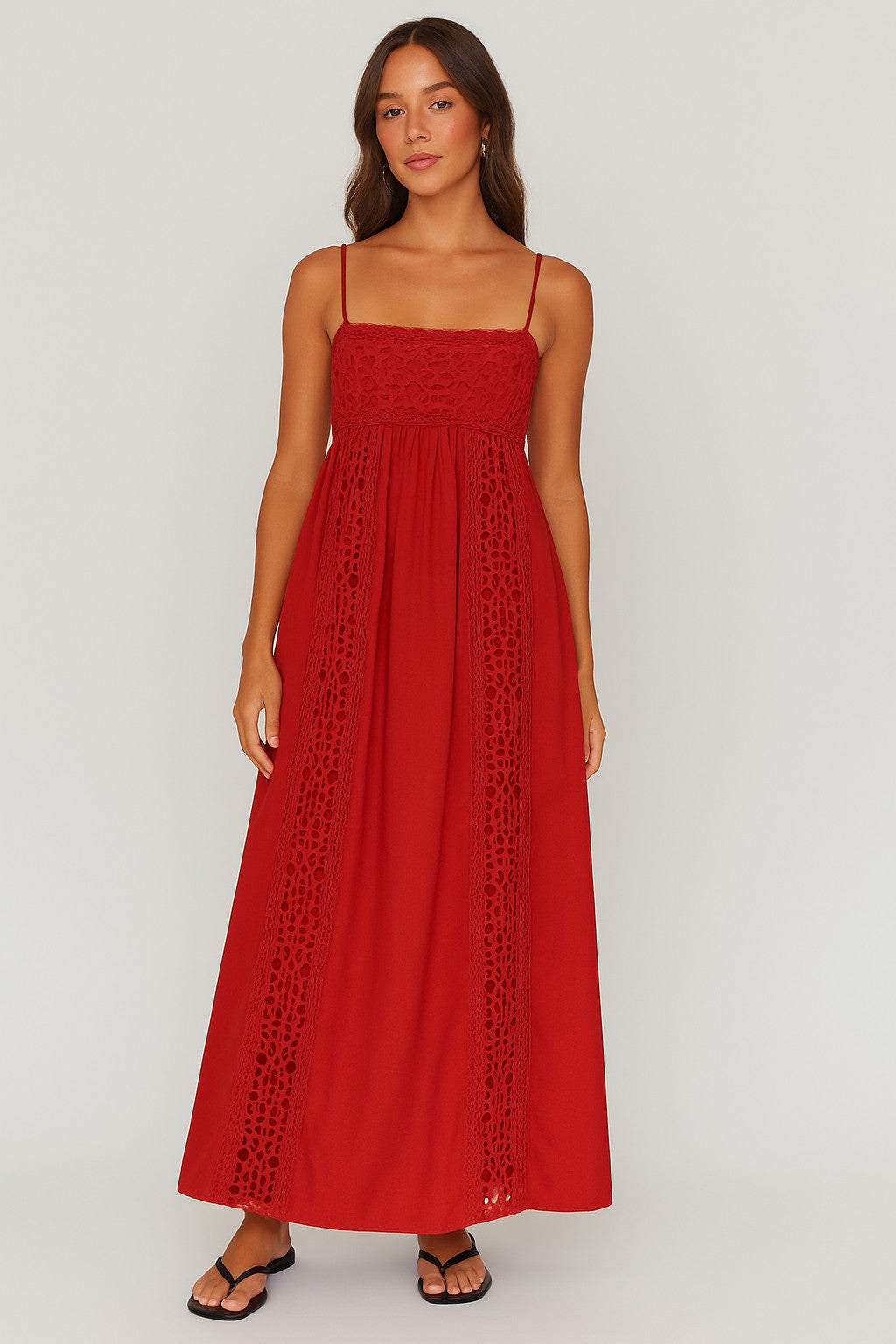 Crochet Accent Maxi Dress