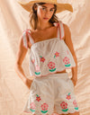 FLOWER EMBROIDERED TANK SET