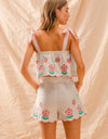 FLOWER EMBROIDERED TANK SET
