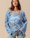 CROCHET LACE TOP WITH FLARED SLEEVES