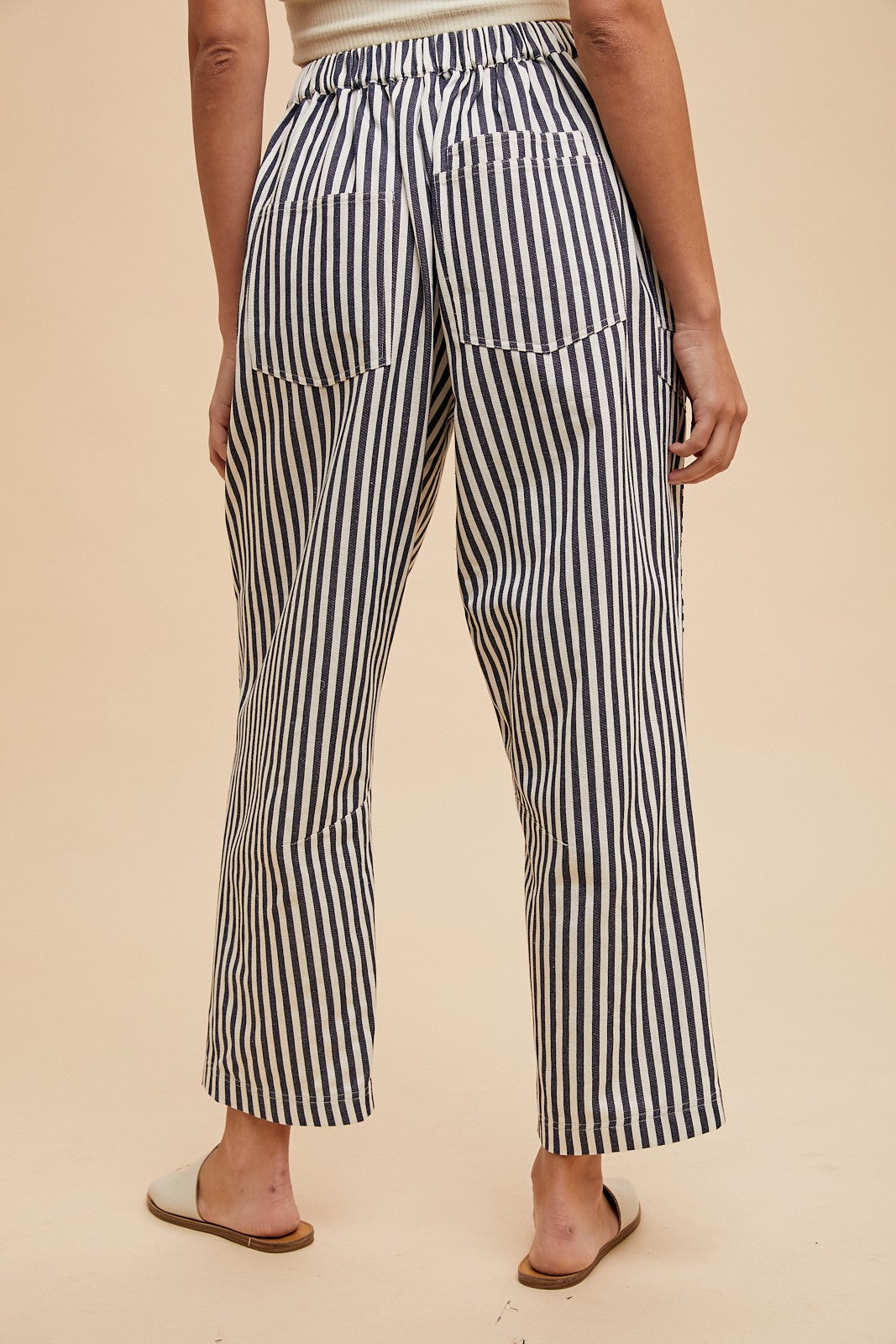 Stripe Patchwork Barrel Leg Cropped Pants