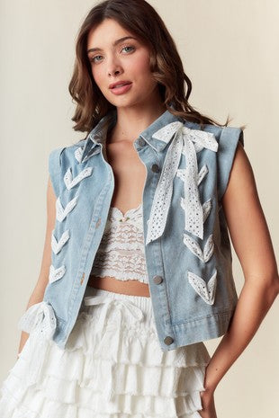 Denim Sleeveless Vest Jacket